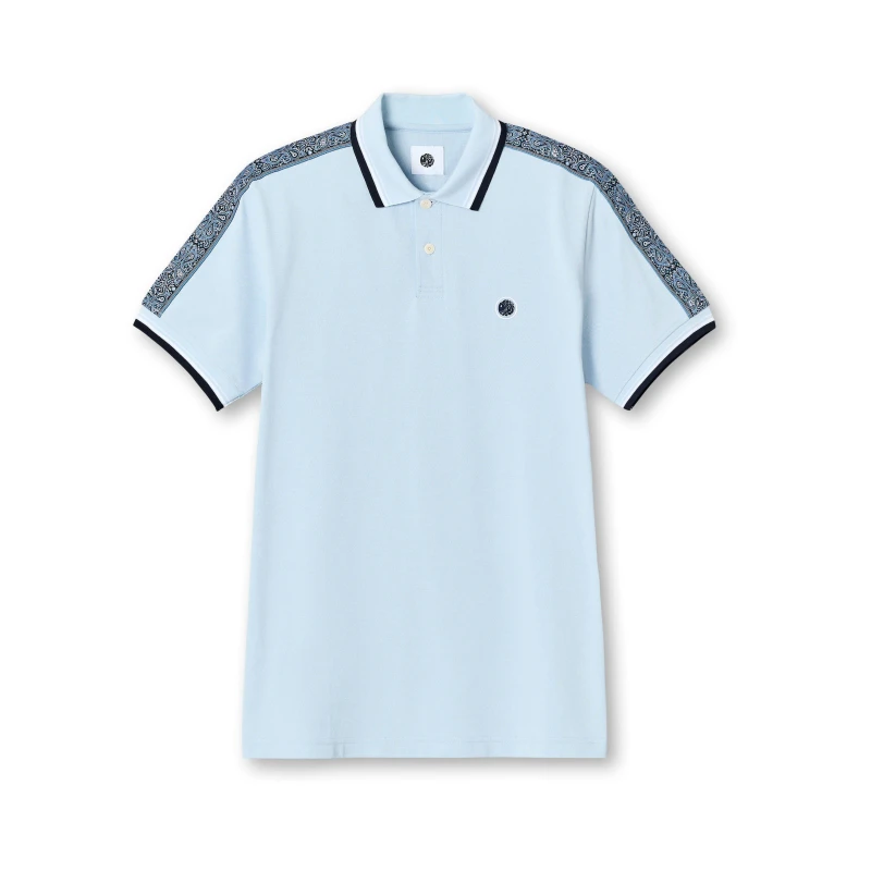 Image of Pretty Green Mens Eclipse Tape Short-Sleeve Polo Shirt Lt Blue male Small