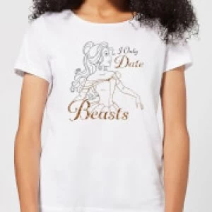 Image of Disney Beauty And The Beast Princess Belle I Only Date Beasts Womens T-Shirt - White - XL