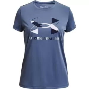 Image of Under Armour Tech Graphic Logo T Shirt Juniors - Blue
