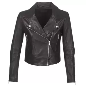 Image of Ikks BM48145-02 womens Leather jacket in Black - Sizes S,M,L