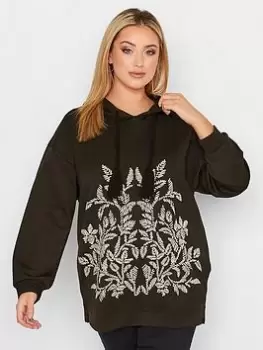 Image of Yours Tassel Tie Detail Sweatshirt - Black, Size 22-24, Women