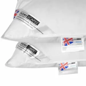 Image of White Duck Feather and Down Pillow Pair - White - Homescapes