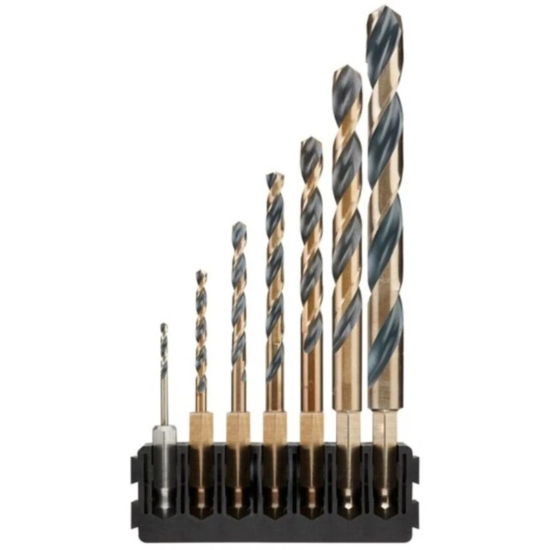 Image of DEWALT 7 Piece Hex Shank Black and Gold Drill Bit Bar Set DT70831