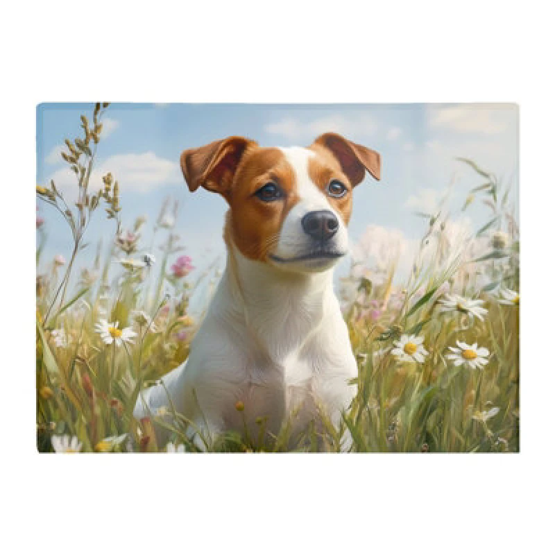 Image of Warren Reed Designer Happy Jack Russell In A Summer Meadow Chopping Board
