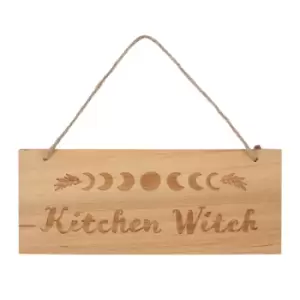 Image of Kitchen Witch Engraved Wooden Pine Sign