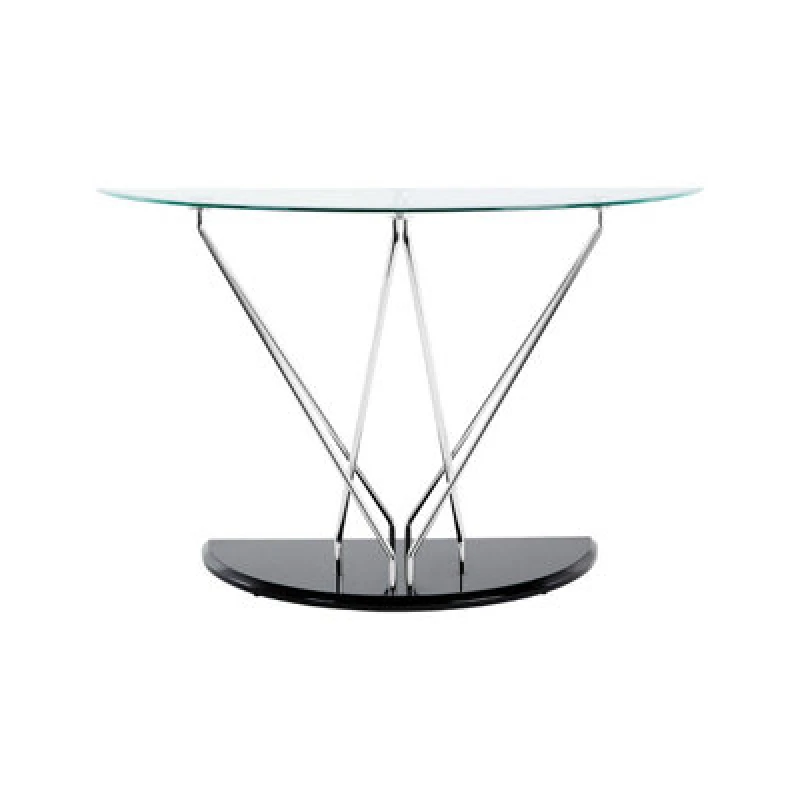 Image of Premier Housewares Modern Half Moon Console Table, Contemporary Chrome and Glass Console Table, Half Circle Console Table Black unisex