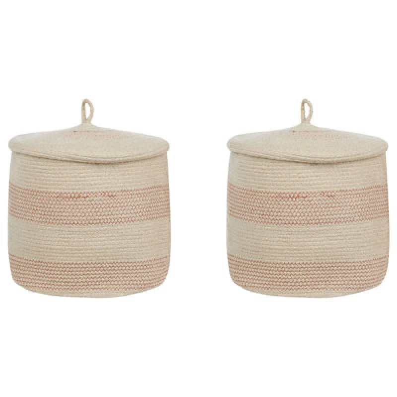 Image of Beliani Set Of 2 Baskets Silopi Cotton Light Beige
