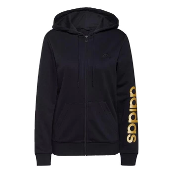 Image of adidas Essentials Logo Full-Zip Hoodie Womens - Black / Gold Metallic