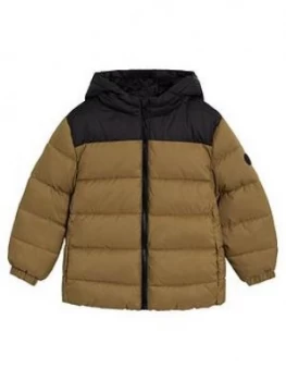 Image of Mango Boys Hooded Padded Coat - Brown