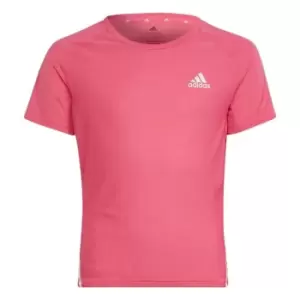 Image of adidas AEROREADY Training 3-Stripes T-Shirt Kids - Pulse Magenta / White