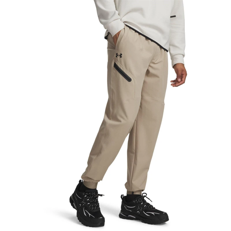 Image of Under Armour Mens Unstoppable Closed Hem Woven Joggers City Khaki/Blck male S