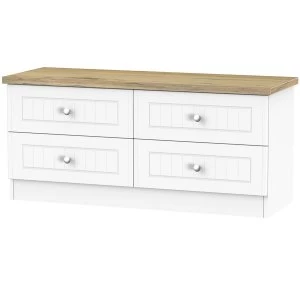 Image of Robert Dyas Wilcox Ready Assembled 4-Drawer Midi Chest of Drawers - Porcelain Ash