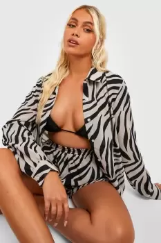 Image of Zebra Print Shirt & Short Beach Co-ord Set