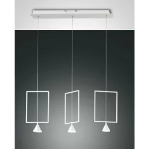 Image of Fabas Luce Sirio LED Straight Bar Pendant Ceiling Light White Glass