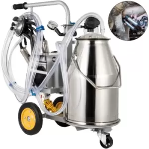 Image of VEVOR Electric Milking Machine 25L, Milker Machine 5-8 Cows per Hour, 0.55 KW 1680 RPM Milking Equipment with 25L 304 Stainless Steel Bucket Single Co