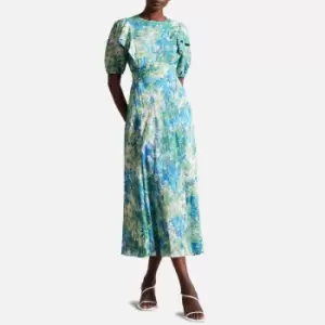 Image of Ted Baker Nicciey Floral-Print Crepe Midi Dress - UK 10