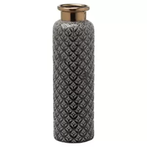 Image of Hill Interiors Seville Collection Lebes Vase (37cm x 15cm x 15cm) (Black/Beige/Brass)