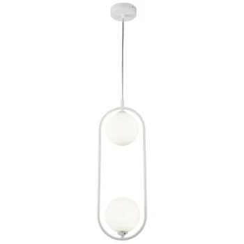 Image of Maytoni Lighting - Ring Globe Ceiling Pendant Lamp White, 2 Light, G9
