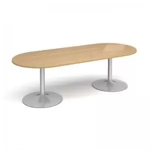 Image of Trumpet base radial end boardroom table 2400mm x 1000mm - silver base