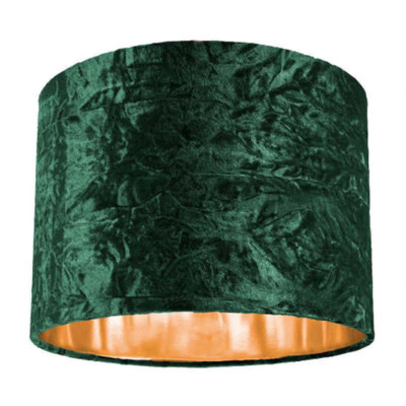 Image of Happy Homewares Modern Green Crushed Velvet 10 Table/pendant Lampshade With Shiny Copper Inner