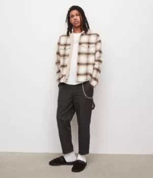 Image of AllSaints Mens Daisen Cropped Straight Trousers, Koto Black, Size: 36