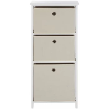 Image of Lindo 3 Natural Fabric Drawers Cabinet - Premier Housewares