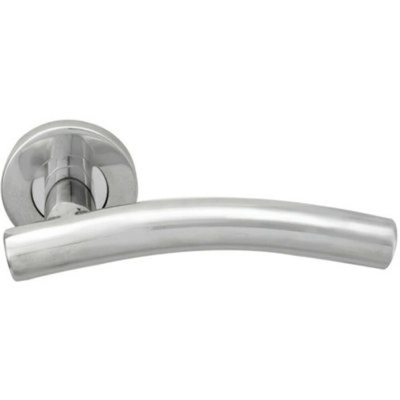Image of Loops PAIR Arched Round Bar Handle on Round Rose Concealed Fix Polished Steel Metallics