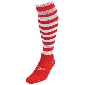 Image of Precision Hooped Pro Football Socks Red/White - UK Size 3-6