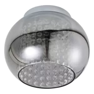 Image of Spa Megara 2 Light Cloche Ceiling Light Decorative Crystal Smoke Glass and Chrome