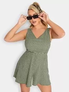 Image of Yours Yours Sleeveless Crinkle Playsuit Green, Size 20, Women