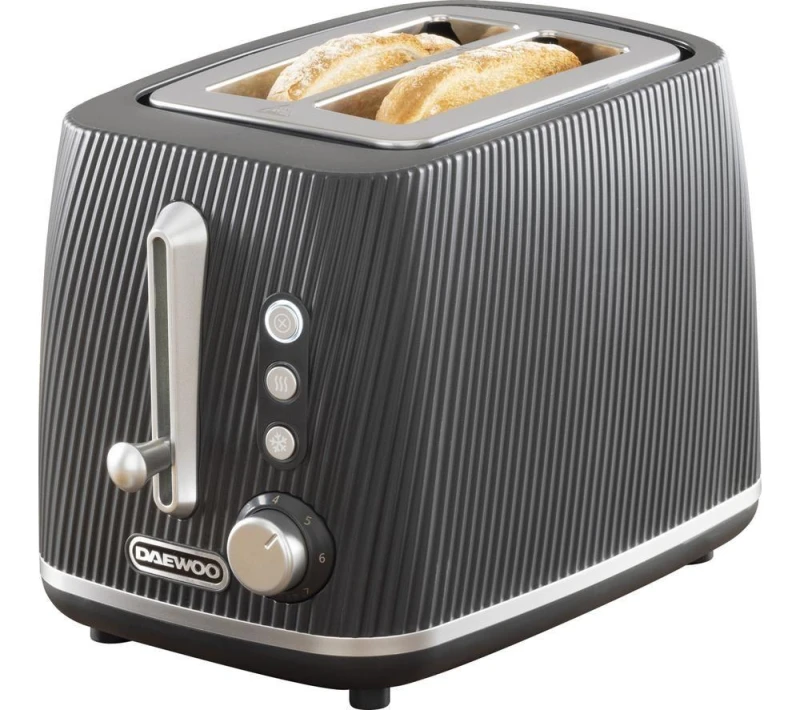 Image of Daewoo Daewoo 'Cascade' 2-Slice Toaster Defrost Reheat Cancel in Black One Size Unisex 5024996984118