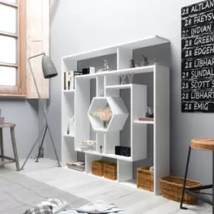 Image of Decorotika Labrina Geometric Bookcase , Hexagonal Bookshelf ,Room Divider Shelving Unit,Decorotive Storage Shelving,Freestanding Bookshelf-White