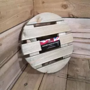 Image of Tom Chambers Handcrafted Heavy Duty Round Natural Wood Garden Patio Plant Flower Pot Stand Caddy Trolley Dolly on Strong Metal Castor Wheels 40cm