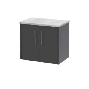 Image of Hudson Reed Juno 600mm Wall Hung 2 Door Vanity & Bellato Grey Laminate Top - Graphite Grey
