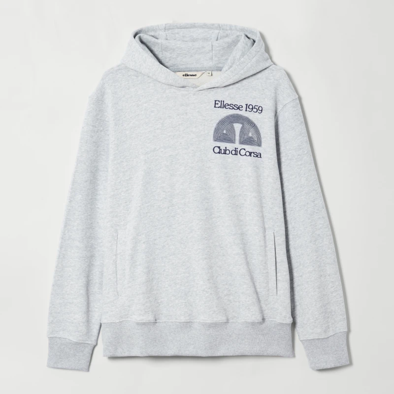 Image of Ellesse Mens Club Di Corsa Hoodie in Light Grey Size: Large Light Grey Male L
