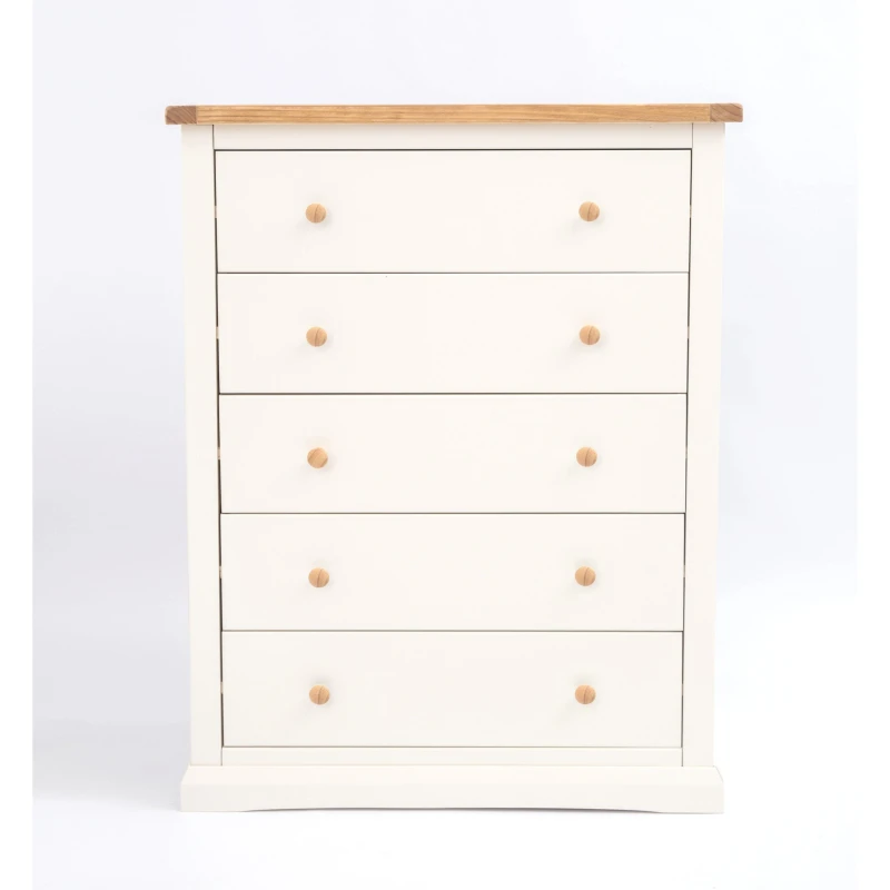 Image of Cabinet Bits Castelli 5 Drawer Chest of Drawers Wood Knob in Off-White Off-White Unisex