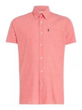 Image of Mens Barbour Casey short sleeve oxford shirt Red