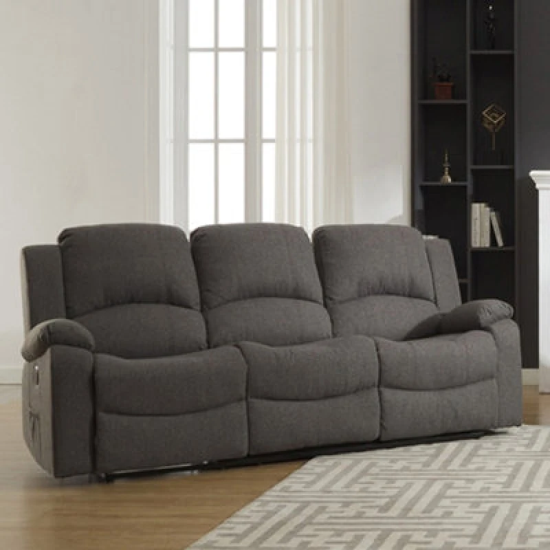Image of Marldon 201Cm Wide Dark Grey Fabric 3 Seat Manually Reclining 3 Seat Sofa