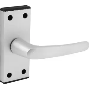 Image of Eclipse Aluminium Black End Cap Door Handles Short Latch Satin (Pair) in Silver