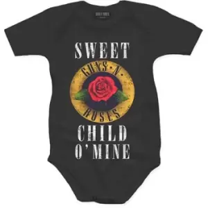 Image of Guns N' Roses - Child O' Mine Rose Kids 3-6 Months Baby Grow - Black