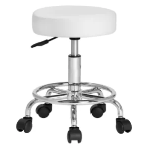 Image of Padded Swivel Stool with Backrest and Chromed Steel Feet
