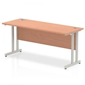 Image of Impulse 1600/600 Rectangle Silver Cantilever Leg Desk Beech