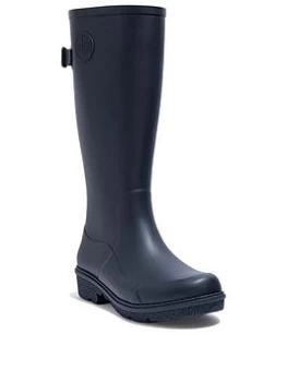Image of FitFlop Wonderwell Tall Wellington Boots - Navy, Size 7, Women