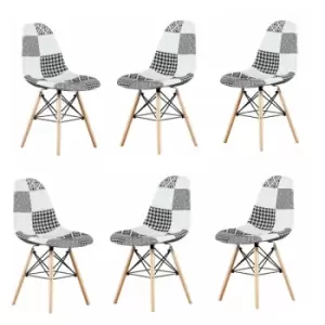 Image of Chrono Patchwork Eiffel Dining Chair - Set of 6 - Multicoloured - Multi