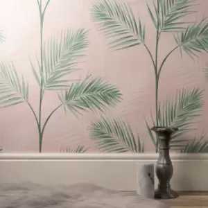 Image of South Beach Blush Wallpaper Pink/Green/Brown
