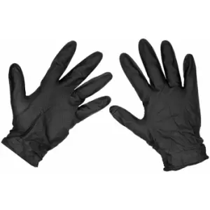 Image of SSP57L Black Diamond Grip Extra-Thick Nitrile Powder-Free Gloves Large - Pack of 50 - Sealey