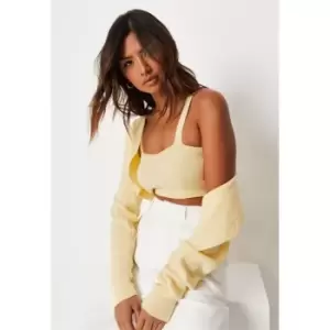 Image of Missguided Piece Cardi Set - Yellow