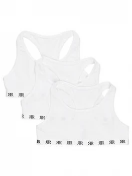 Image of River Island Branded Racer Back Crop Top Pack White Size 5-6 Years Girls
