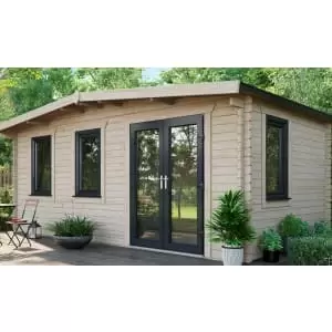 Image of Power Sheds 10 x 18ft Right Hand Door Apex Chalet Log Cabin