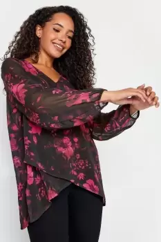 Image of Floral Print Wrap Blouse